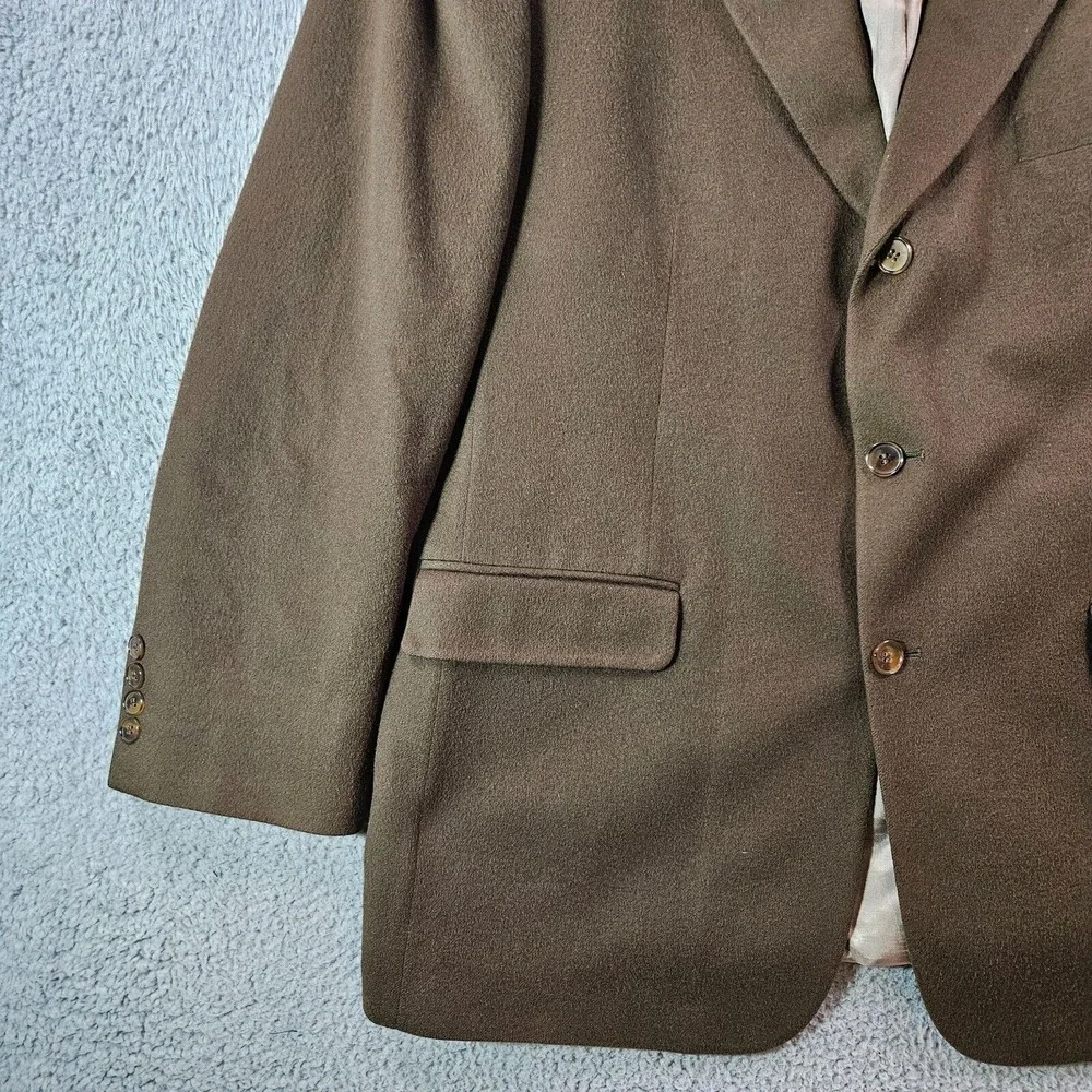 Bill Blass 44R 100% Cashmere Suit Blazer Jacket Sport Coat Men Dark‎ Olive Green